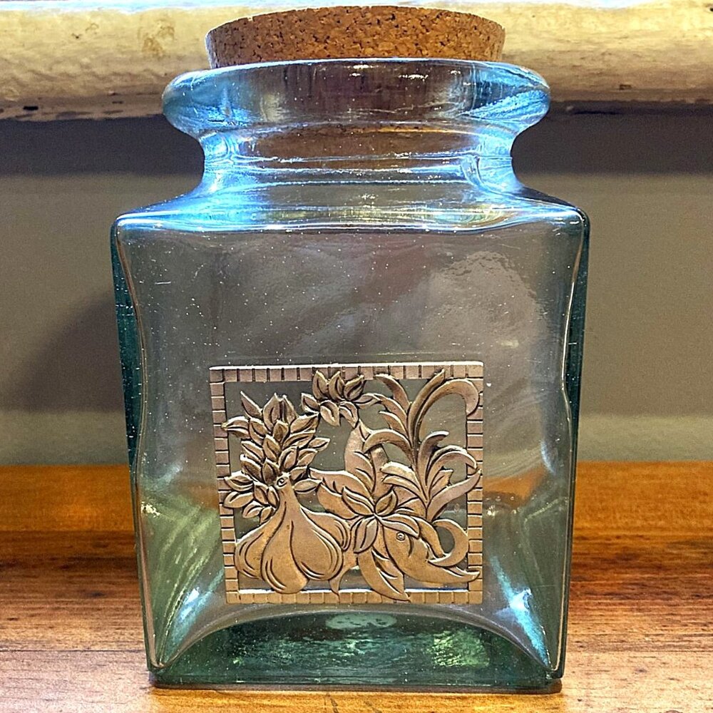 From Spain - Recycled glass container decorated with pewter